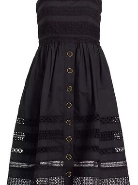 Cara Cara Black Lace-Trim Button-Front Sundress